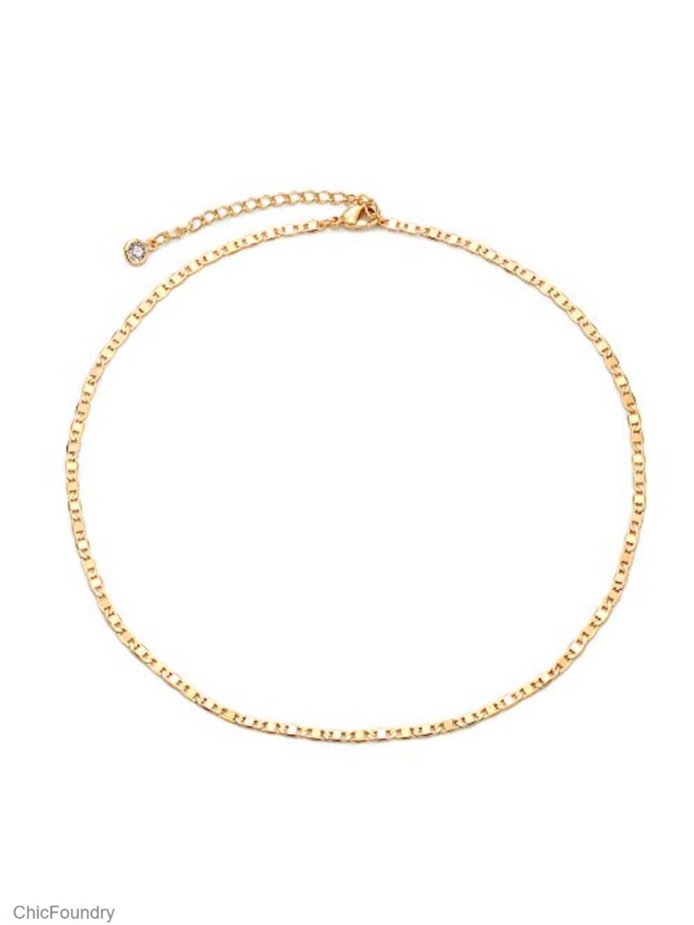 14K Gold Plated Brass Mariner Chain Choker Necklace Women
